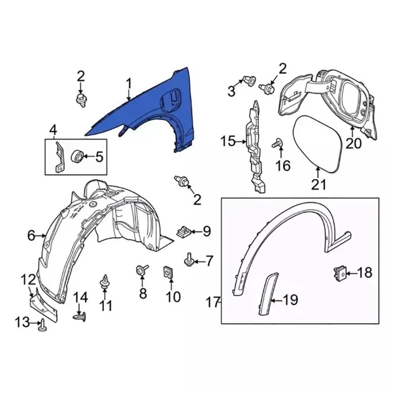 2021 to 2024  Mustang Mach-E Hot Selling Replaced Aluminum Front Fenders LJ8Z-16006-A LJ8Z-16005-A LJ8Z16006A LJ8Z16005A